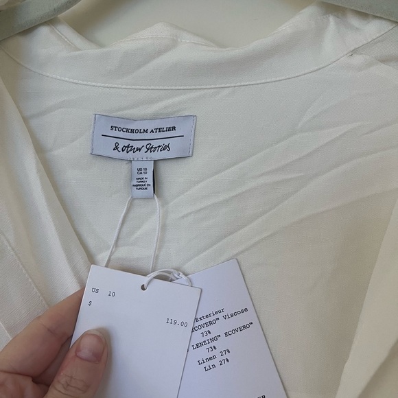 & Other Stories collared White Wrap Mini Dress sz 10 - Picture 3 of 5